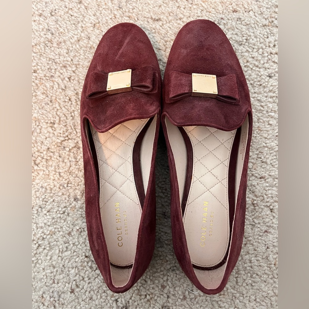 Cole Haan Tali Bow Loafer in Cordovan Suede Size 7.5